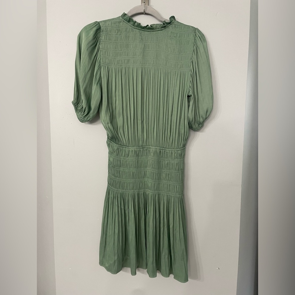 Current Air Anthropologie, XS, sage green peasant top smock waist mini dress - Picture 6 of 9